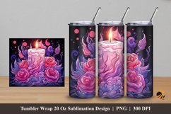 Candle Rose Tumbler Wrap Sublimation Design 5 Product Image 1