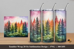 Colorful Pine Tree Tumbler Wrap Sublimation Design 5 Product Image 1