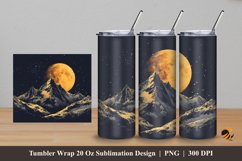 Peak And Moon Tumbler Wrap Sublimation Design 5 Product Image 1