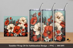 Blossom Illustration Tumbler Wrap Sublimation Design 5 Product Image 1