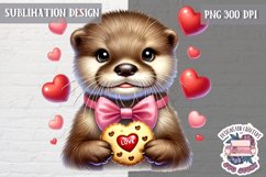 Valentine&#039;s Cute Animal Heart Sublimation Design PNG Sweet Product Image 1