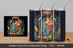 Fern and Jar Tumbler Wrap Sublimation Design 5 Product Image 1