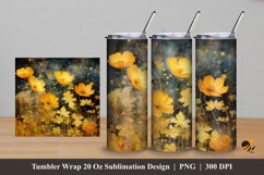 Golden Flower Tumbler Wrap Sublimation Design 5 Product Image 1