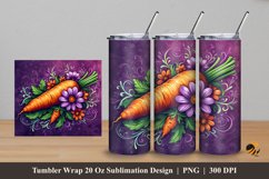 Carrot And Flower Tumbler Wrap Sublimation Design 5 Product Image 1