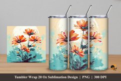 Retro Flower Tumbler Wrap Sublimation Design 5 Product Image 1
