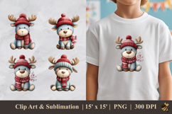 Cute Winter Moose Deer DTF Sublimation Clipart Design Product Image 1