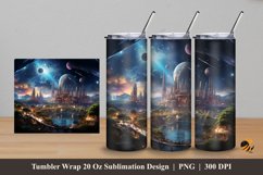 Futuristic City Tumbler Wrap Sublimation Design 5 Product Image 1