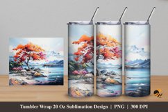 Beach Tree Tumbler Wrap Sublimation Design 5 Product Image 1
