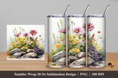 Nature Daisy Tumbler Wrap Sublimation Design 5 Product Image 1