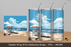 Beach and Chair Tumbler Wrap Sublimation Design 5 Product Image 1