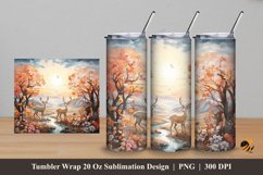 Forest Deer Tumbler Wrap Sublimation Design 5 Product Image 1