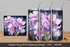 Iris Flower Tumbler Wrap Sublimation Design 5 Product Image 1