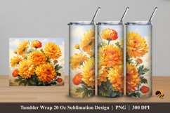 Chrysanthemum Flowers Tumbler Wrap Sublimation Design 5 Product Image 1