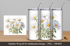 Aster Plant Tumbler Wrap Sublimation Design 5 Product Image 1