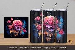 Nebula Rose Tumbler Wrap Sublimation Design 5 Product Image 1