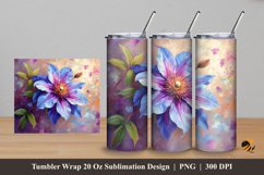 Clematis Flower Tumbler Wrap Sublimation Design 5 Product Image 1