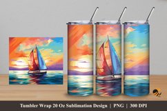 Colorful Sail Tumbler Wrap Sublimation Design 5 Product Image 1