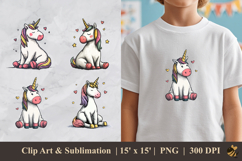 Unicorn Cartoon DTF Sublimation Clipart Design Product Image 1