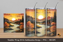 3D Sunset Valley Tumbler Wrap Sublimation Design 5 Product Image 1