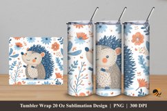Cute Hedgehog Tumbler Wrap Sublimation Design 5 Product Image 1