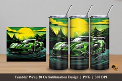Green Car Illustration Tumbler Wrap Sublimation Design 5 Product Image 1