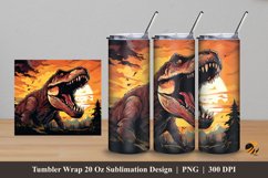 Roaring Tyranosaurus Tumbler Wrap Sublimation Design 5 Product Image 1