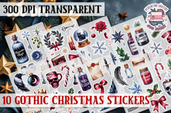 Gothic Christmas Watercolor Sticker Sheet Winter Scary PNG Product Image 1
