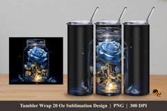 Rose With Jar Tumbler Wrap Sublimation Design 5 Product Image 1