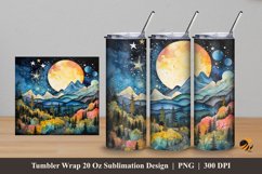 Nature Night Tumbler Wrap Sublimation Design 5 Product Image 1