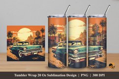 Retro Car And Sunset Tumbler Wrap Sublimation Design 5 Product Image 1