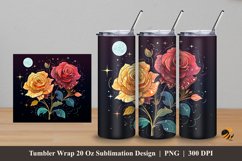 Starry Rose Tumbler Wrap Sublimation Design 5 Product Image 1