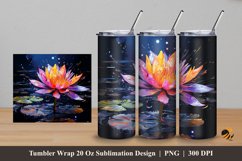 Beauty Water Lily Tumbler Wrap Sublimation Design 5 Product Image 1