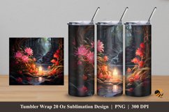 Lake at Night Tumbler Wrap Sublimation Design 5 Product Image 1