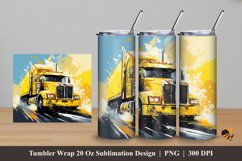 Yellow Truck Tumbler Wrap Sublimation Design 5 Product Image 1