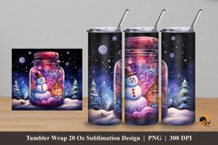 Fantasy Cute Snowman Tumbler Wrap Sublimation Design 5 Product Image 1