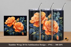 Orange Ranoculus Tumbler Wrap Sublimation Design 5 Product Image 1