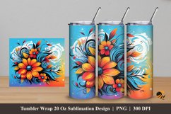 Flowers Colorful Tumbler Wrap Sublimation Design 5 Product Image 1