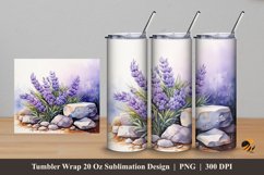 Stone and Lavender Tumbler Wrap Sublimation Design 5 Product Image 1