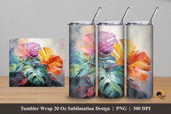 Leaf Colorful Tumbler Wrap Sublimation Design 5 Product Image 1