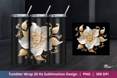 Luxury Flower Tumbler Wrap Sublimation Design 5 Product Image 1