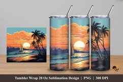 Sunset Seaboard Tumbler Wrap Sublimation Design 5 Product Image 1