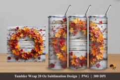 Wreath And Wooden Board Tumbler Wrap Sublimation Design 5 Product Image 1
