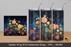 Night Flower Tumbler Wrap Sublimation Design 5 Product Image 1