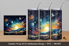 Universe Illustration Tumbler Wrap Sublimation Design 5 Product Image 1