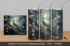 Luxury Peacock Tumbler Wrap Sublimation Design 5 Product Image 1