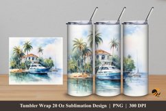 Beach Holiday Tumbler Wrap Sublimation Design 5 Product Image 1