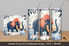 Handdrawn Mammoth Tumbler Wrap Sublimation Design 5 Product Image 1