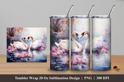 Lovely Swans Tumbler Wrap Sublimation Design 5 Product Image 1