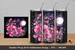 Fuchsia Flower Tumbler Wrap Sublimation Design 5 Product Image 1