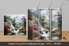 Misty Waterfall Tumbler Wrap Sublimation Design 5 Product Image 1